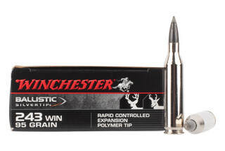 Winchester 243 ballistic silvertip ammunition in a box of 20 rounds